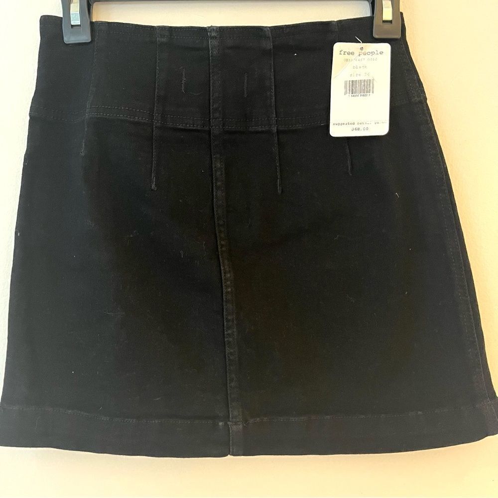 Free People Virgo Black Denim Zip Front Mini Skirt Size 26 NWT - Picture 6 of 9